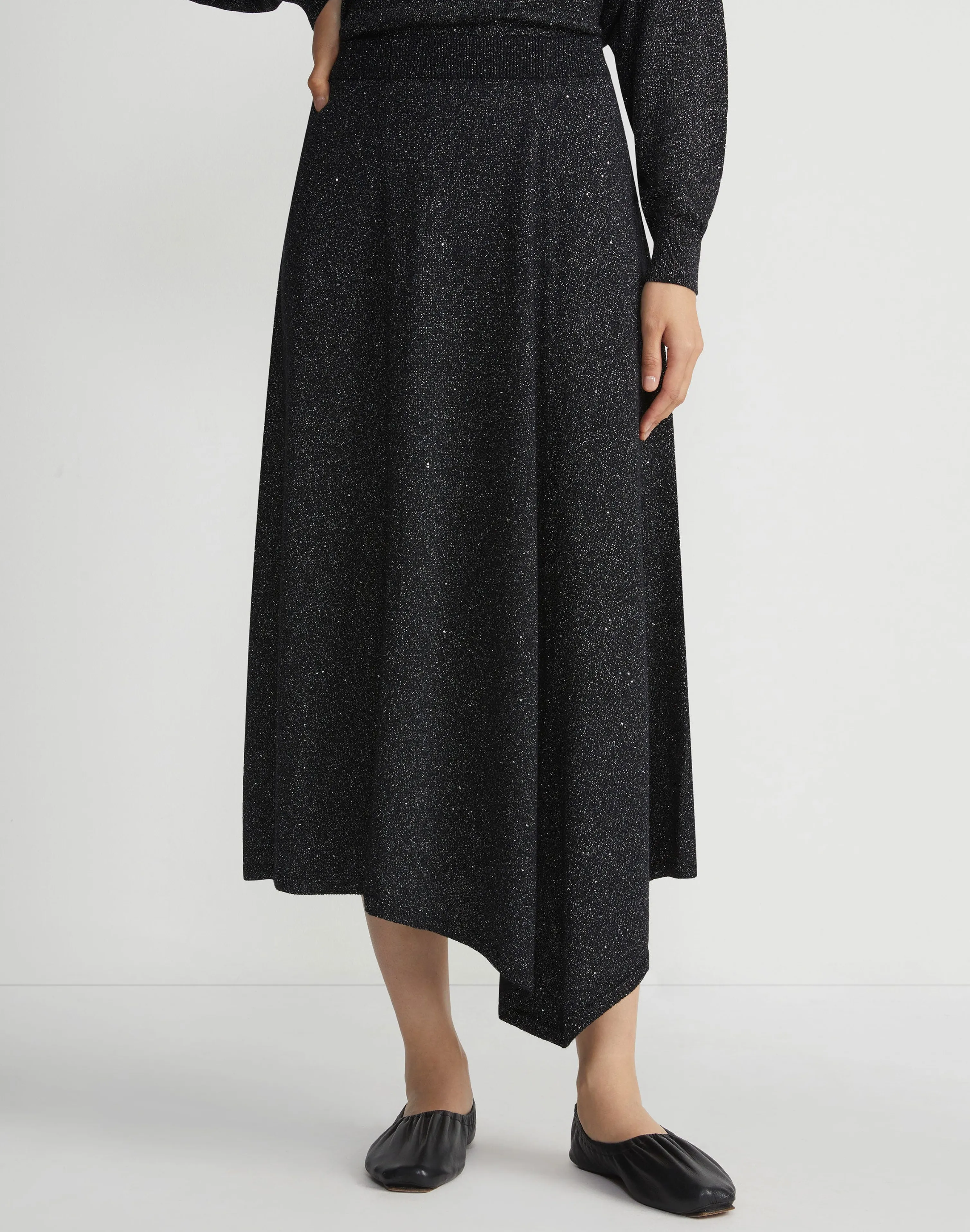 Merino Wool-Silk Sequin Knit Skirt