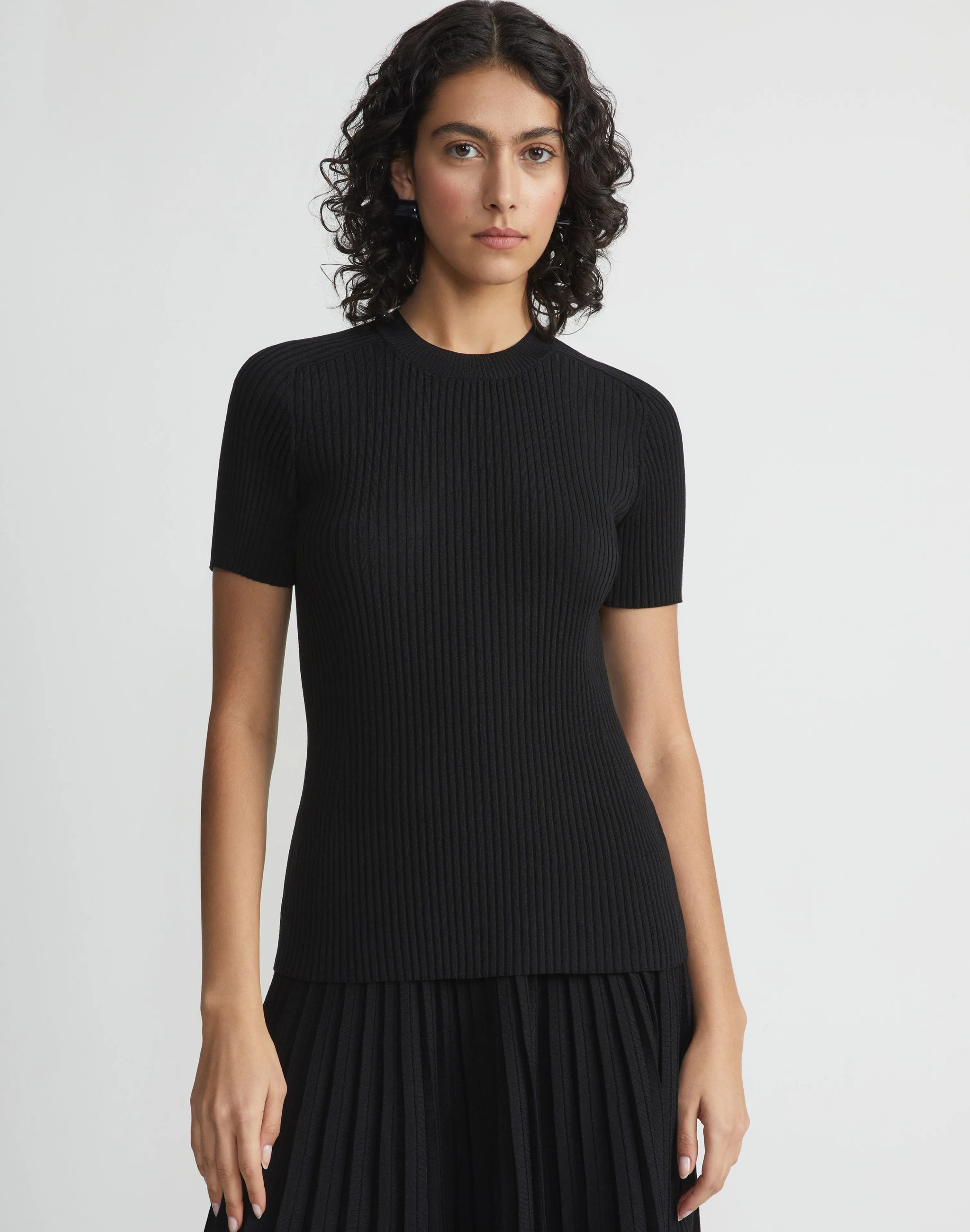 Finespun Voile Ribbed Knit Top