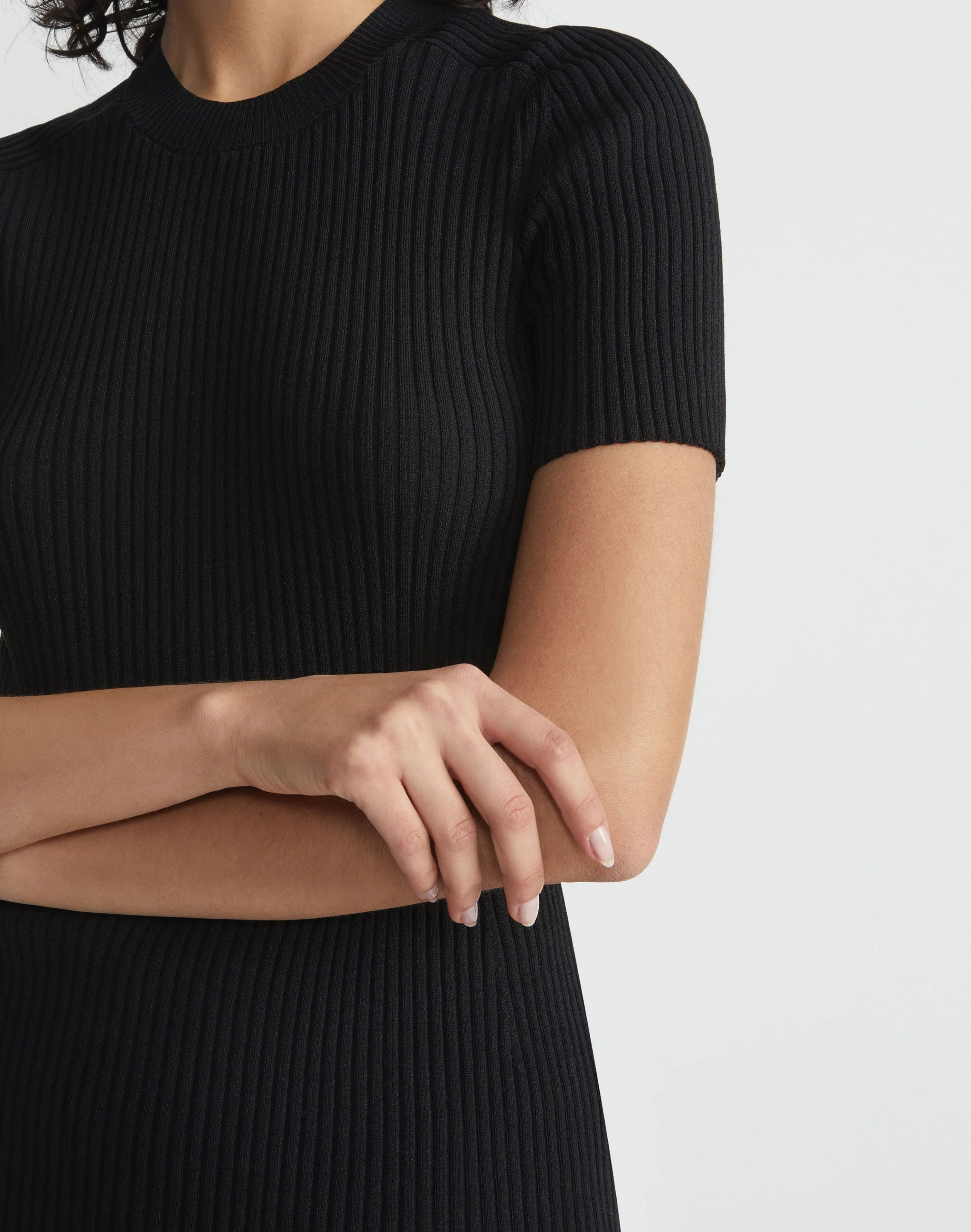 Finespun Voile Ribbed Knit Top