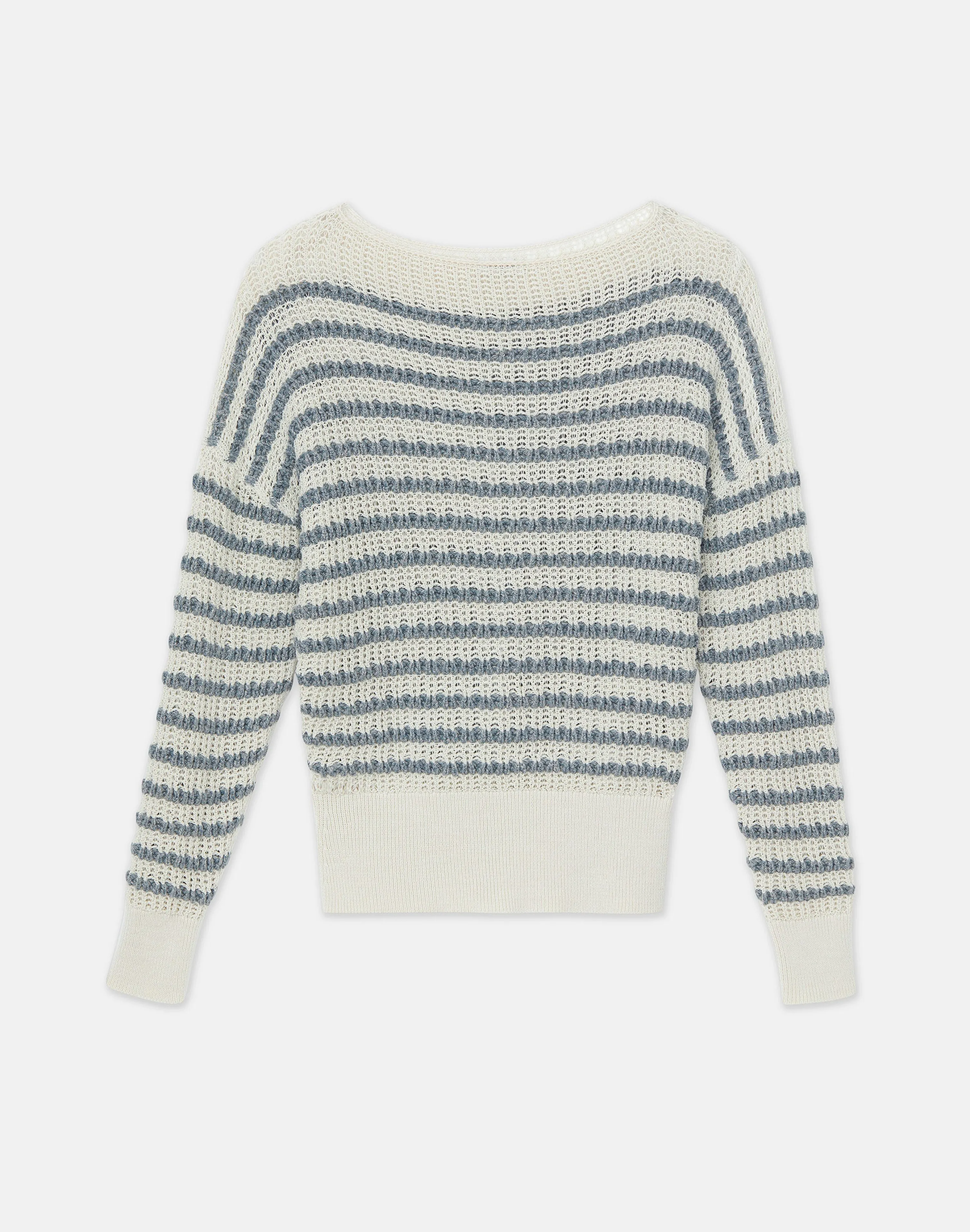 Stripe Organic Cotton & Denim Yarn Bateau Sweater