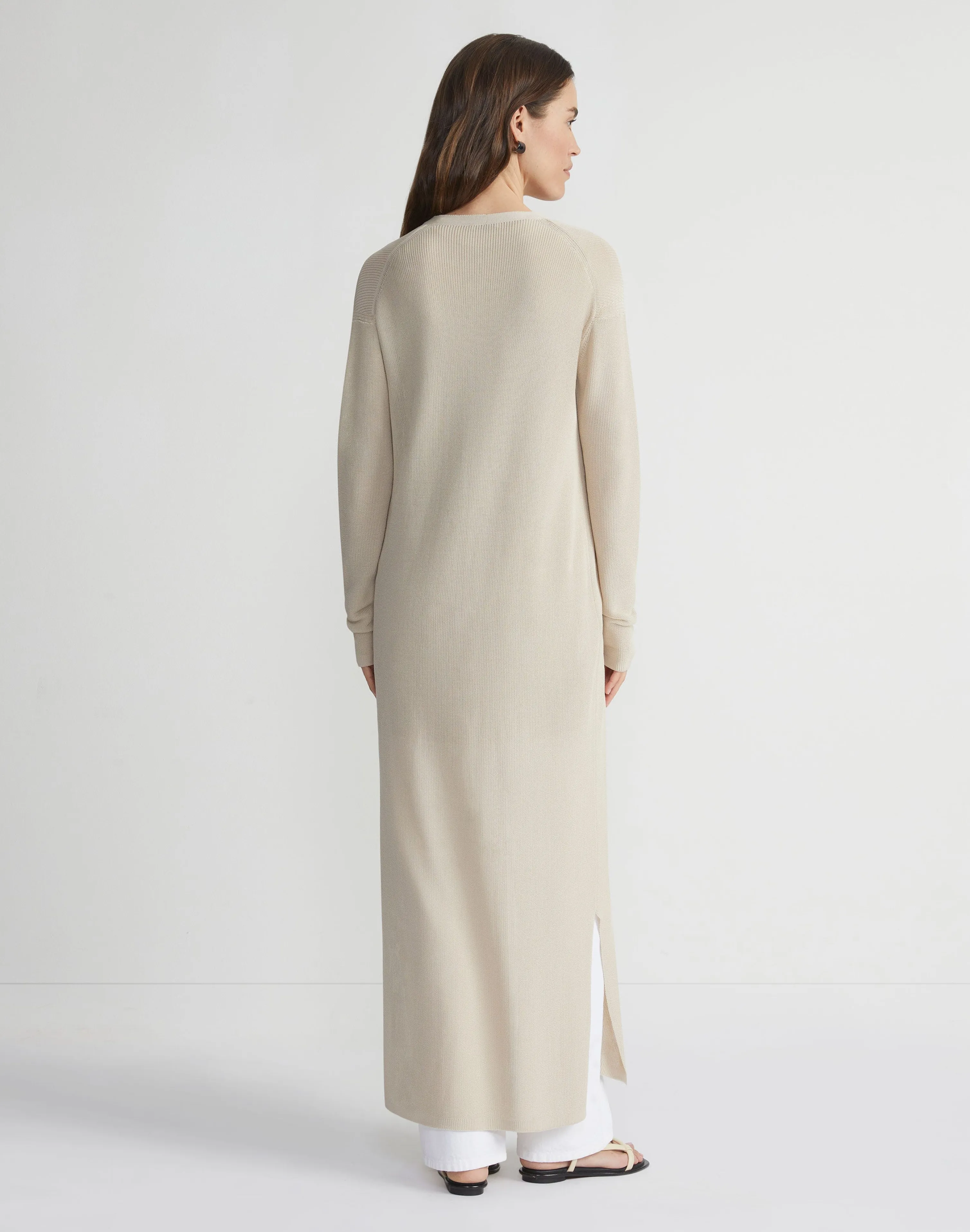 Mercerized Cotton Ribbed Duster Cardigan