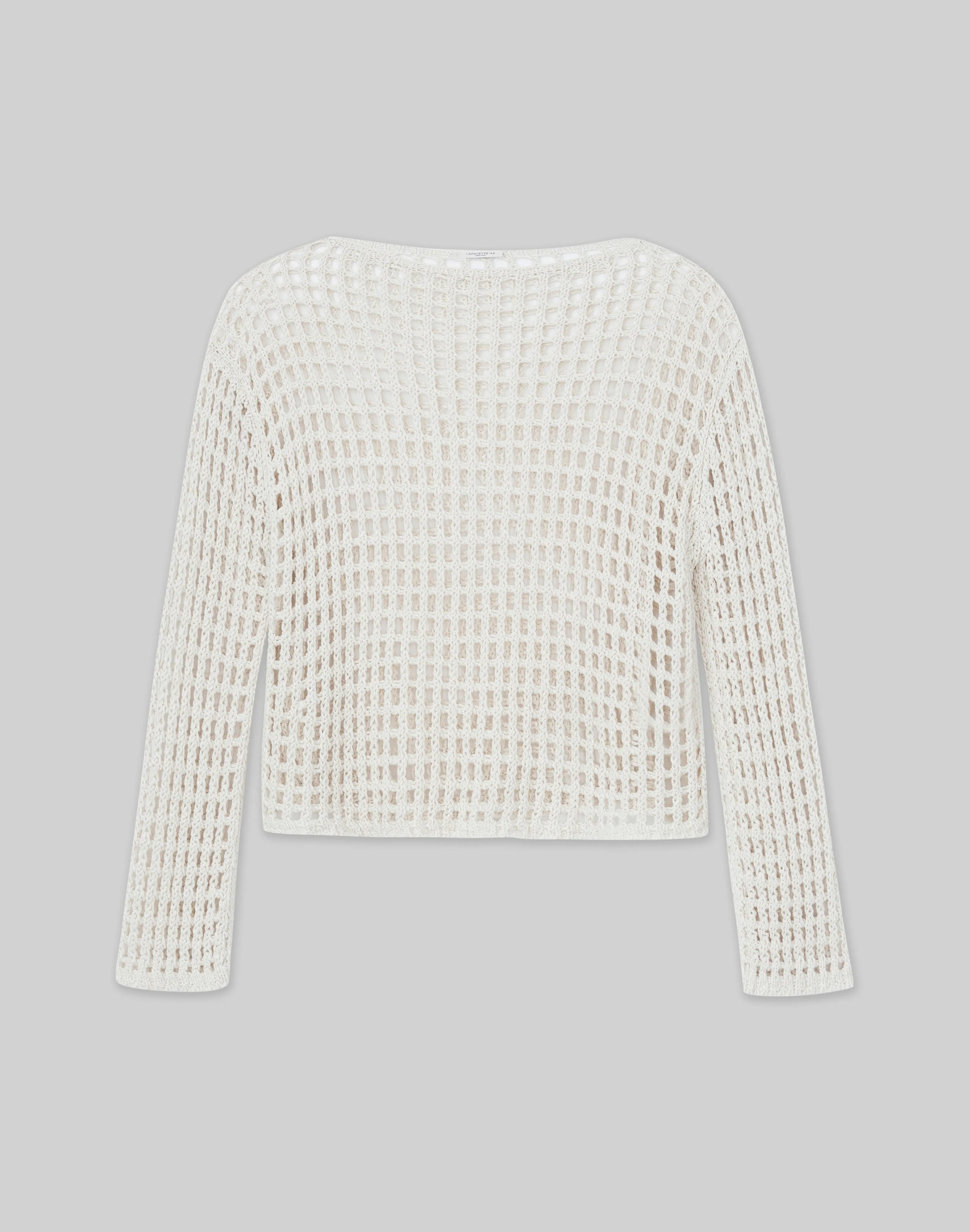 Sustainable Linen-Silk Chainette Net Stitch Sweater