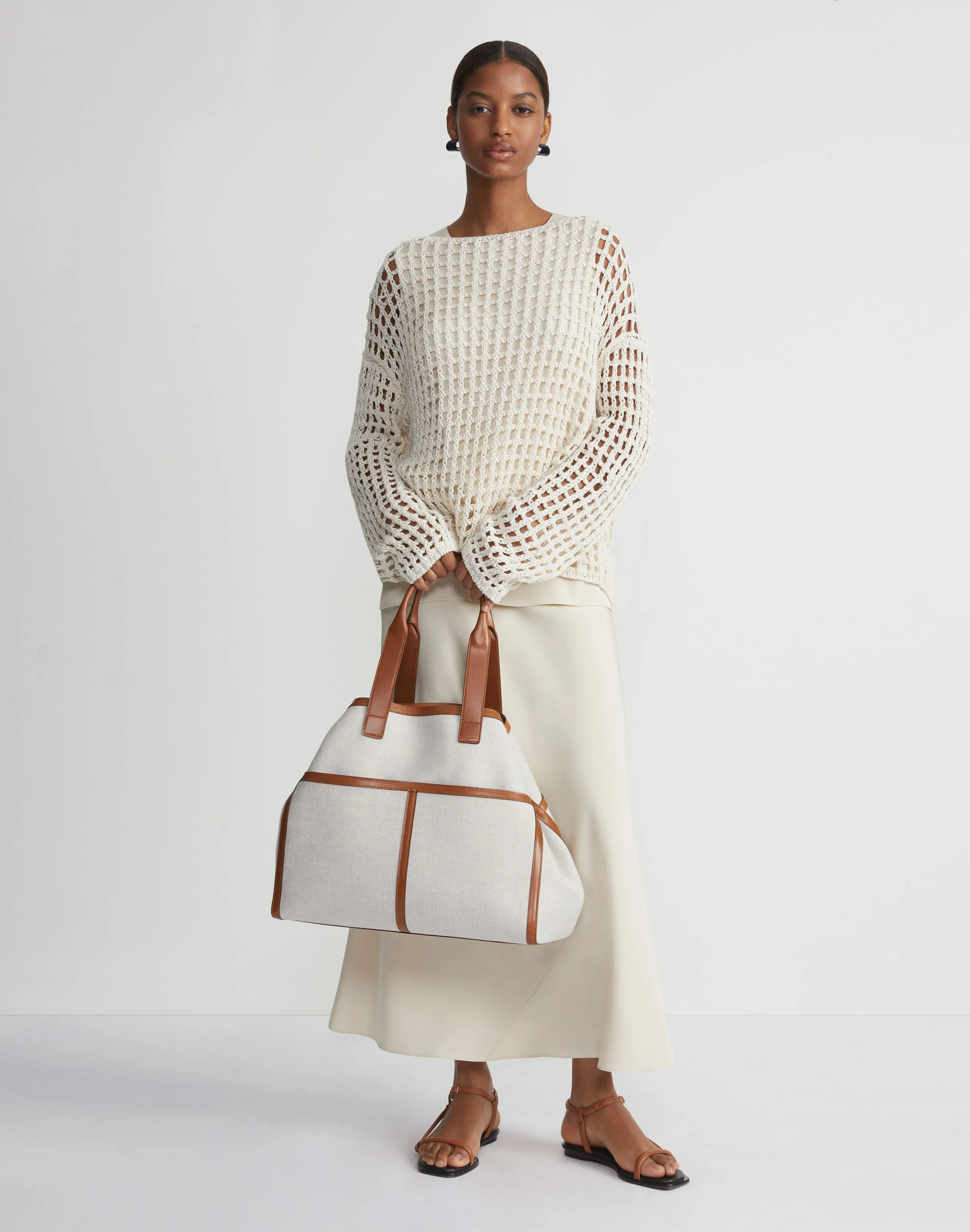 Sustainable Linen-Silk Chainette Net Stitch Sweater