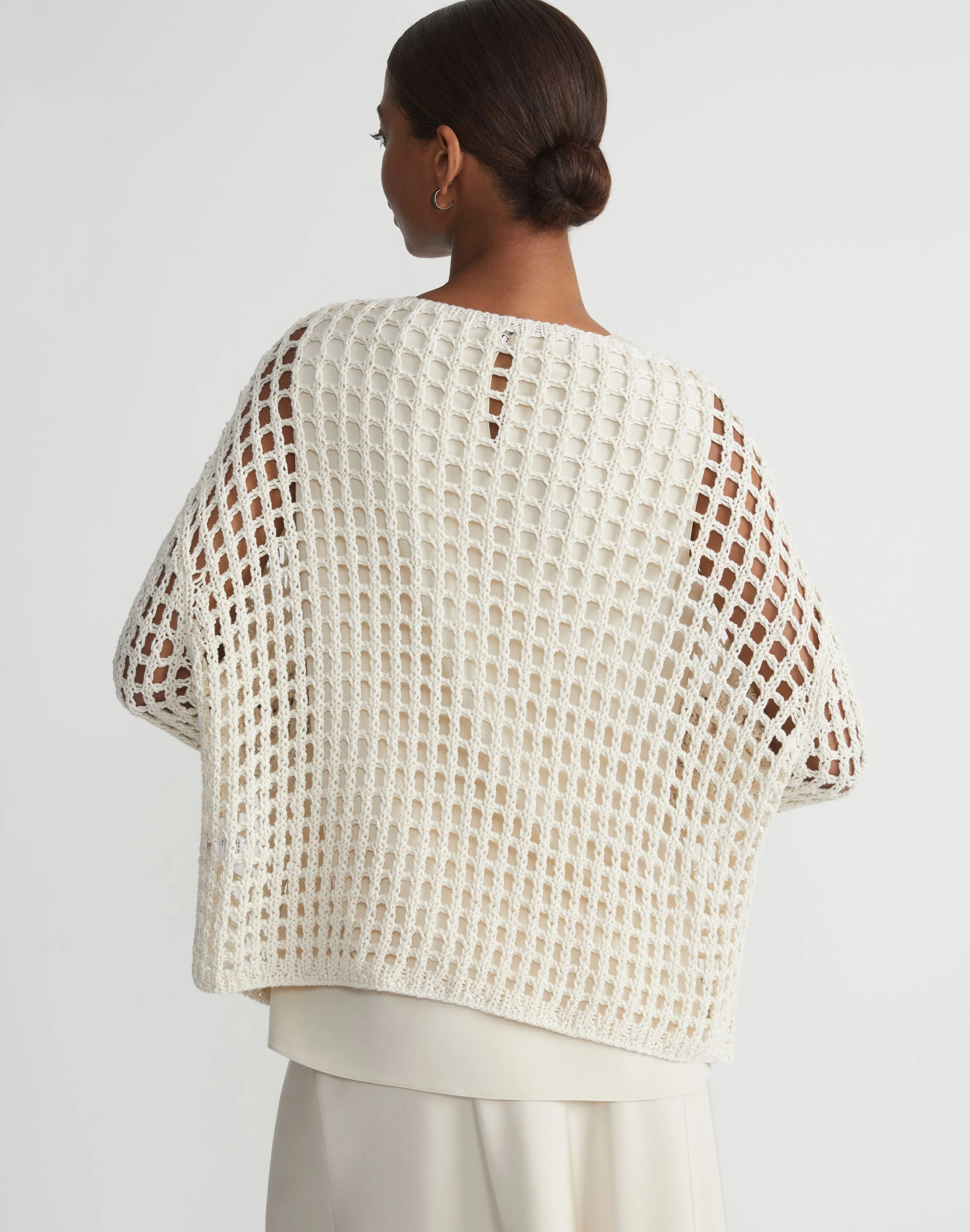 Sustainable Linen-Silk Chainette Net Stitch Sweater