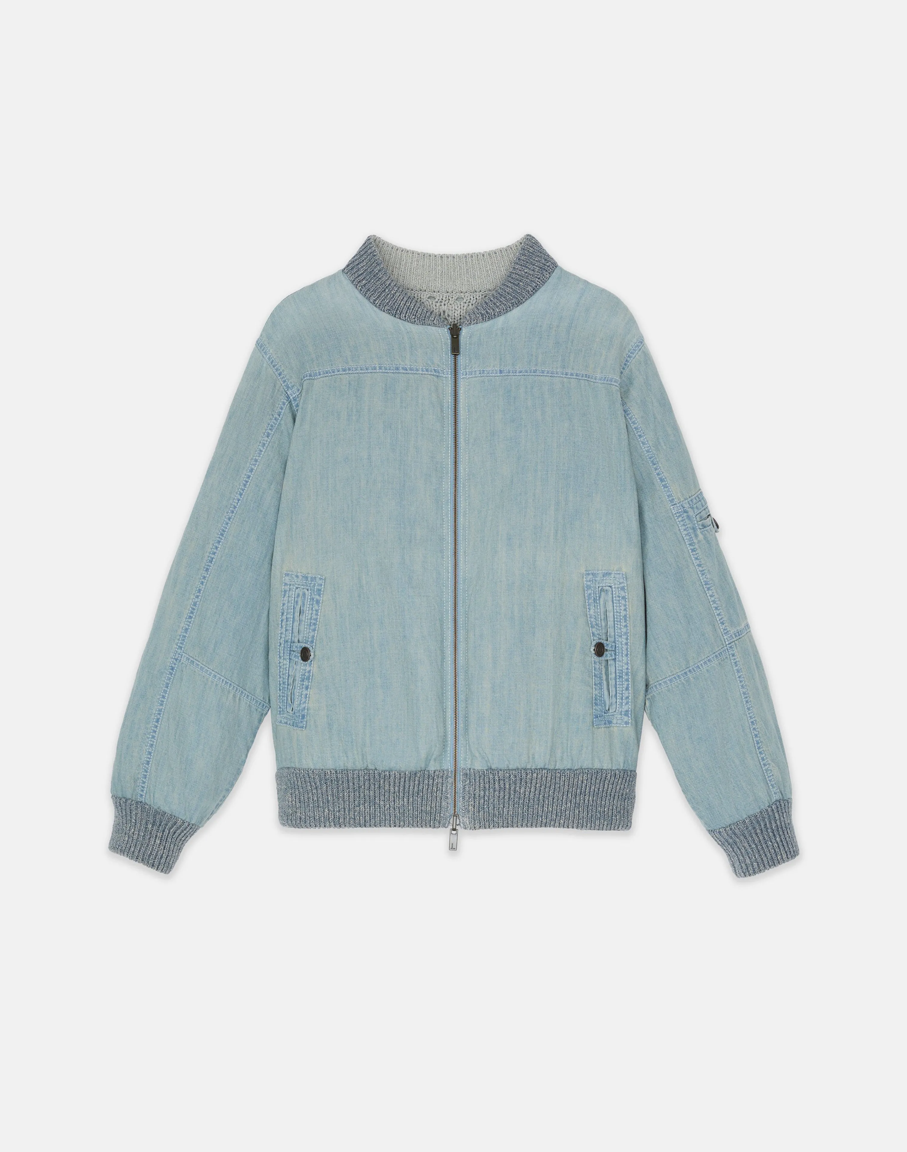 Denim Yarn & Organic Chambray Reversible Bomber