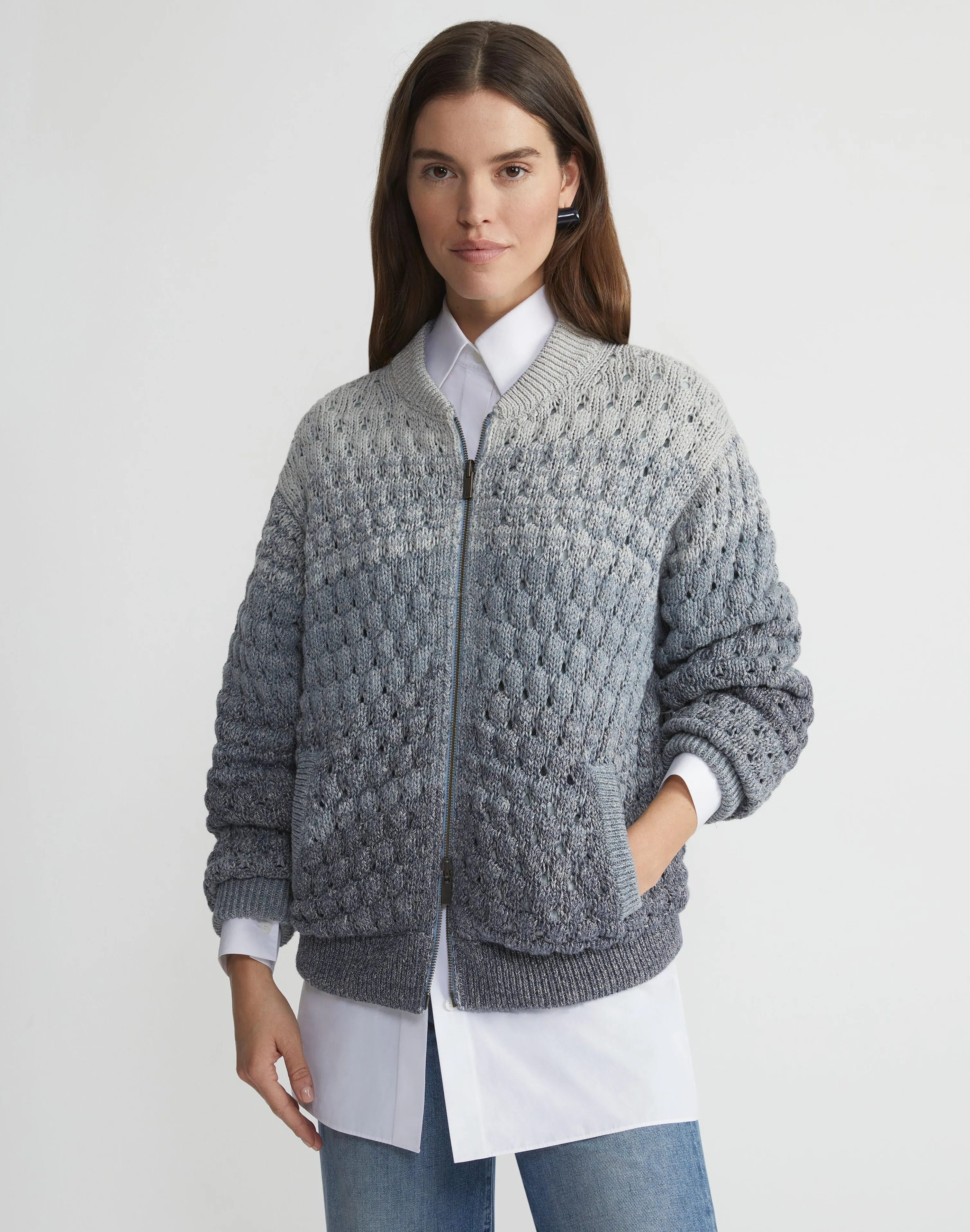 Denim Yarn & Organic Chambray Reversible Bomber