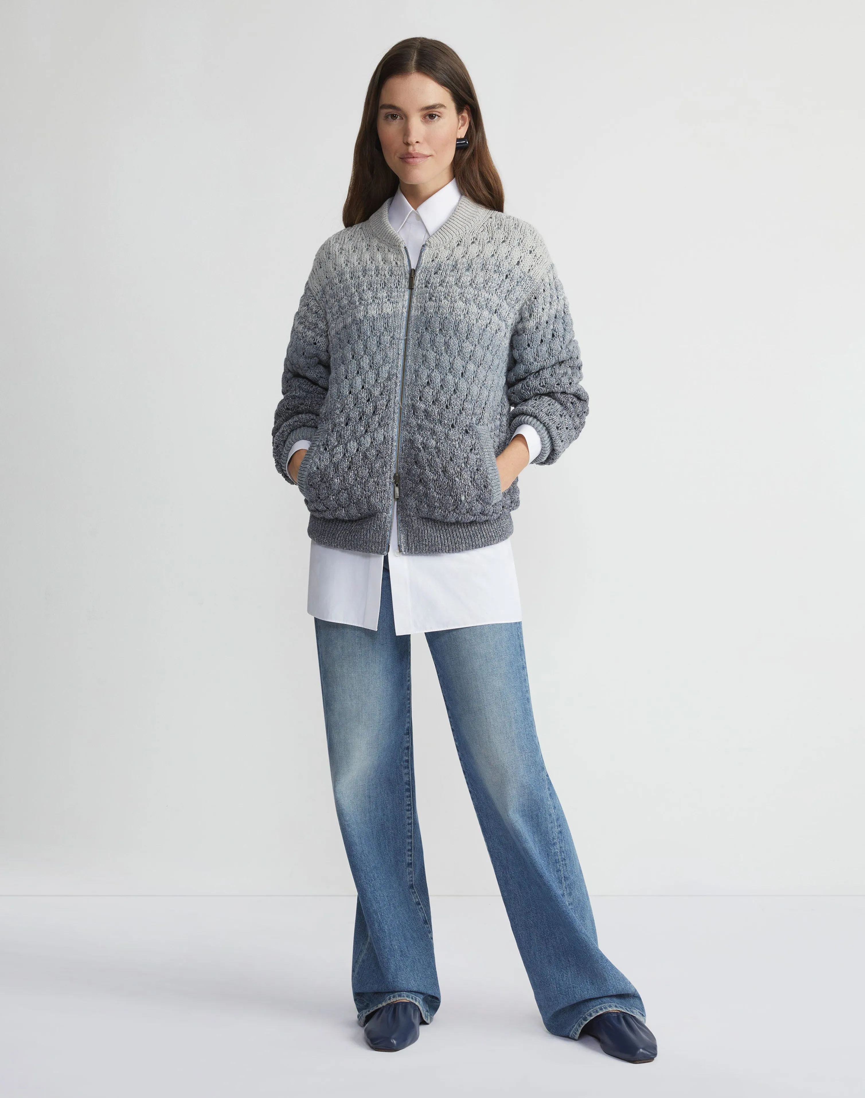 Denim Yarn & Organic Chambray Reversible Bomber