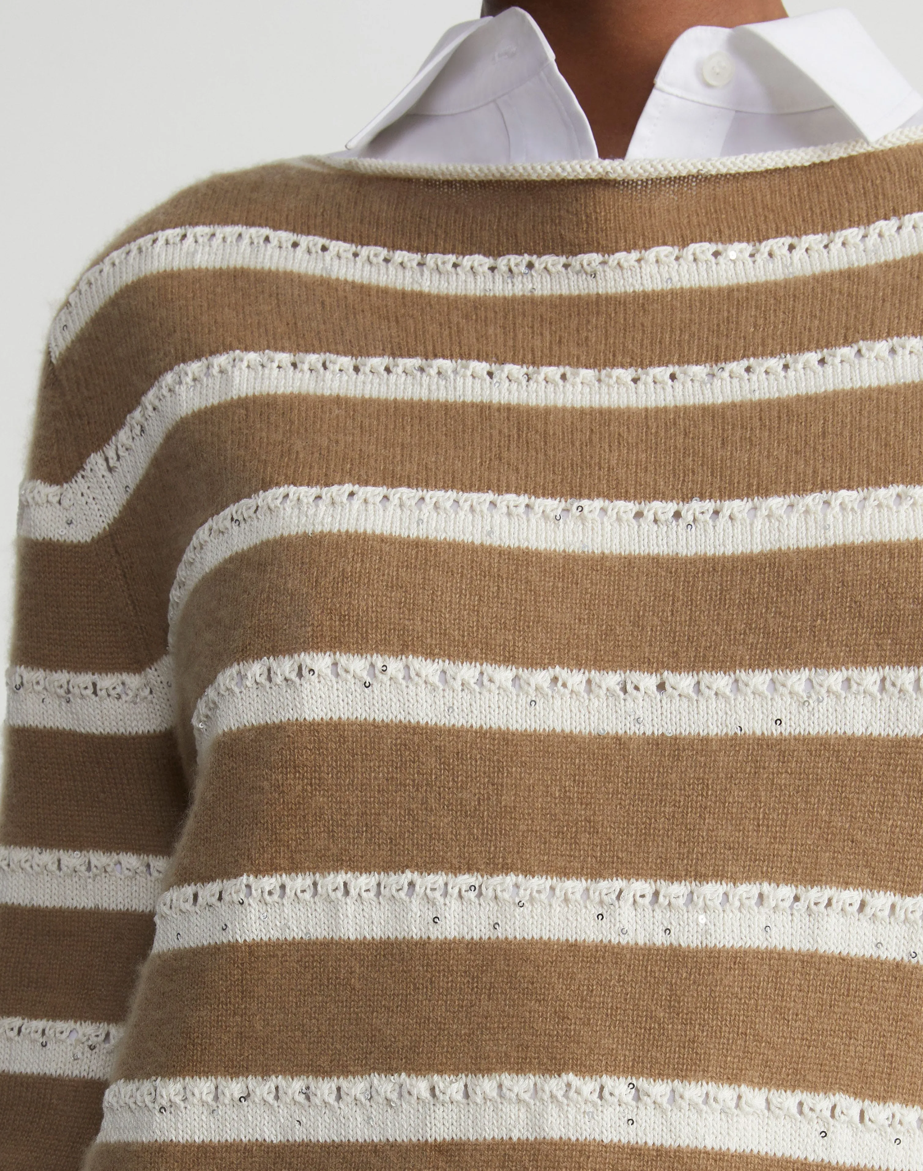 Stripe Sequined Cotton & Cashmere Sweater