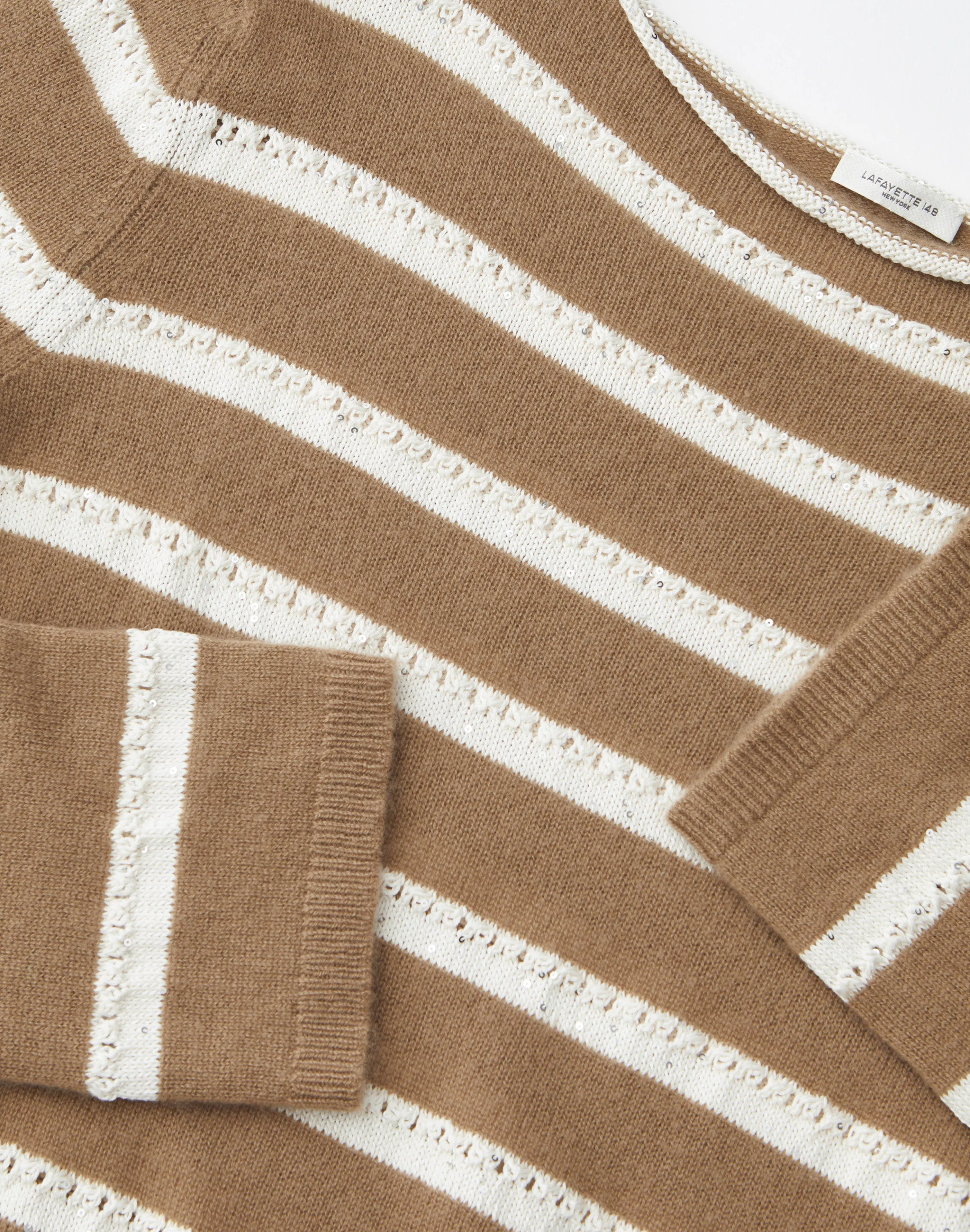 Stripe Sequined Cotton & Cashmere Sweater