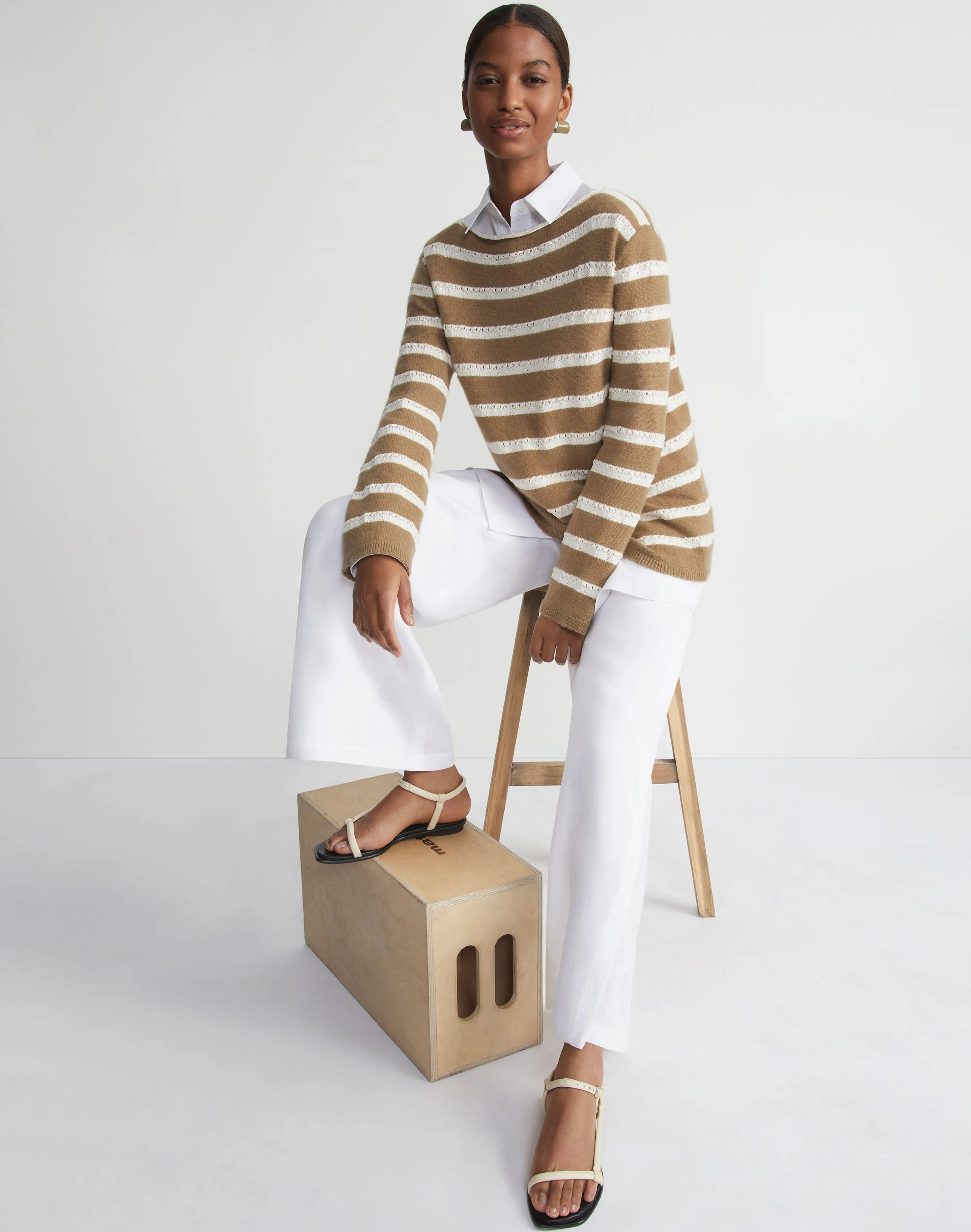 Stripe Sequined Cotton & Cashmere Sweater