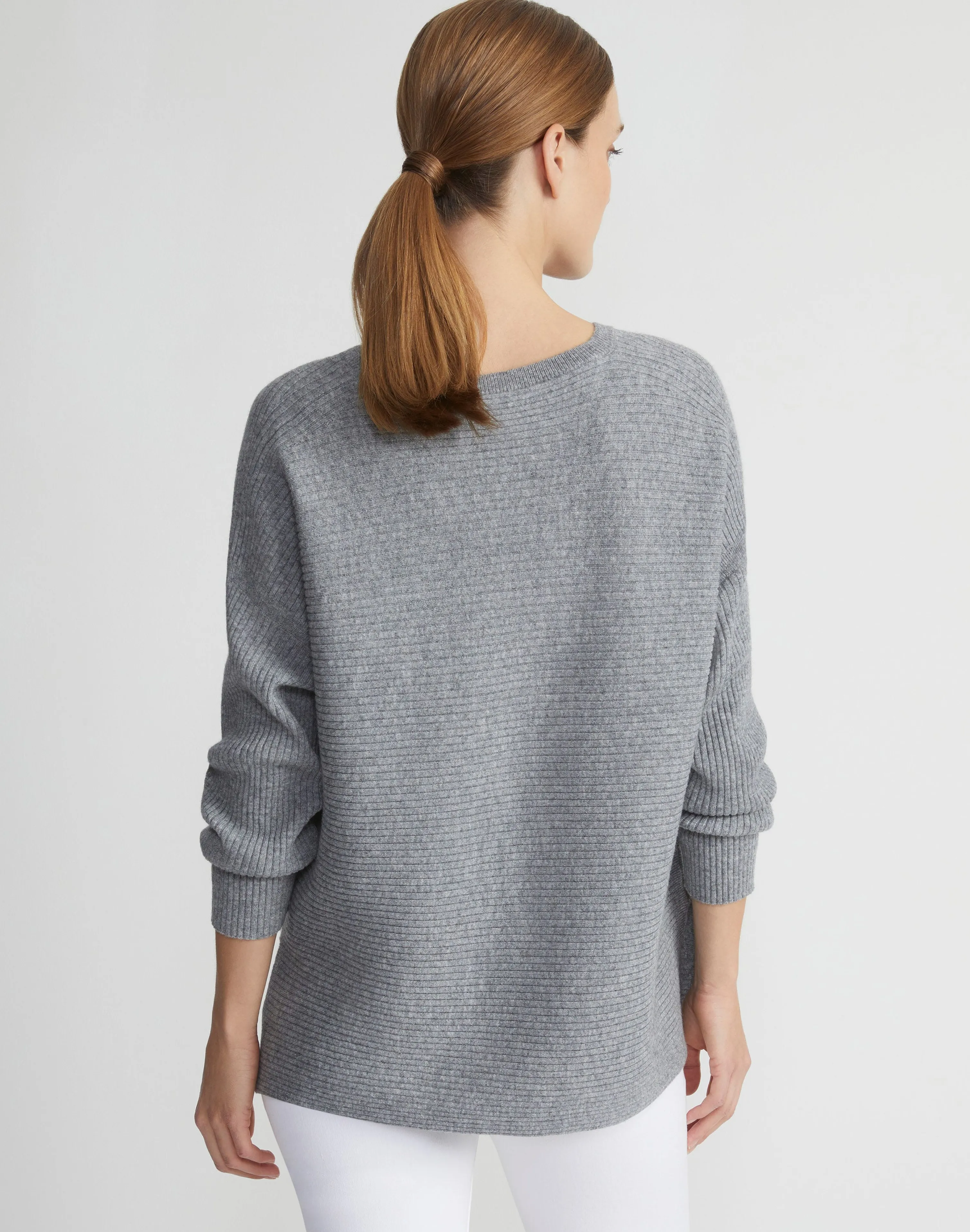 Wool-Cashmere Ribbed V-Neck Sweater