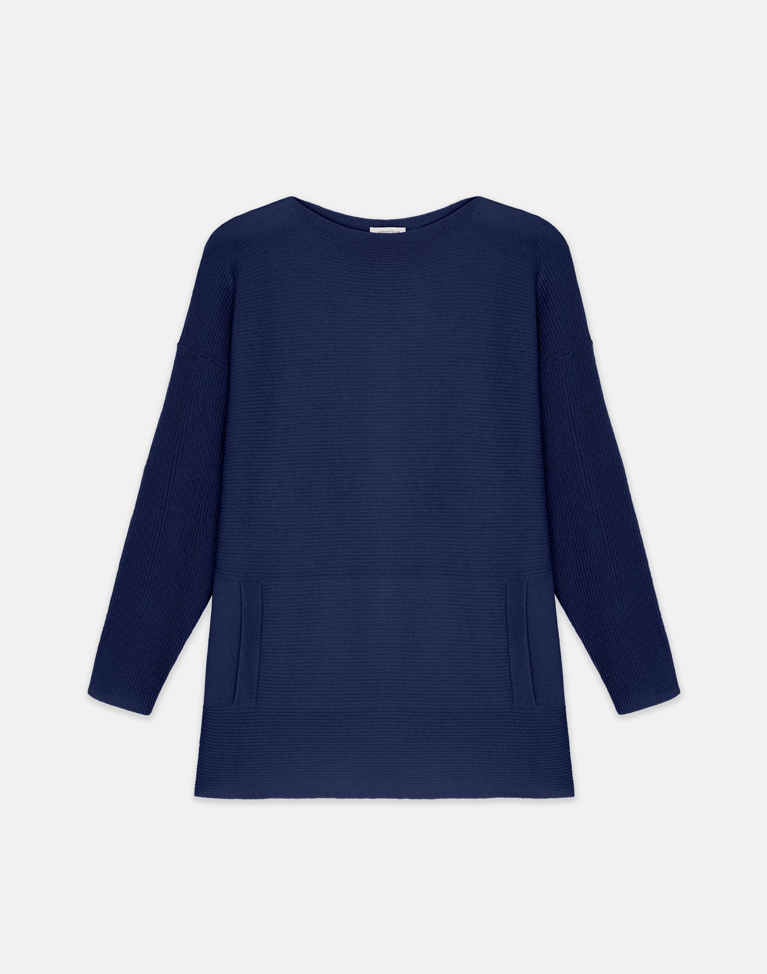 Wool-Cashmere Link Stitch Bateau Neck Sweater