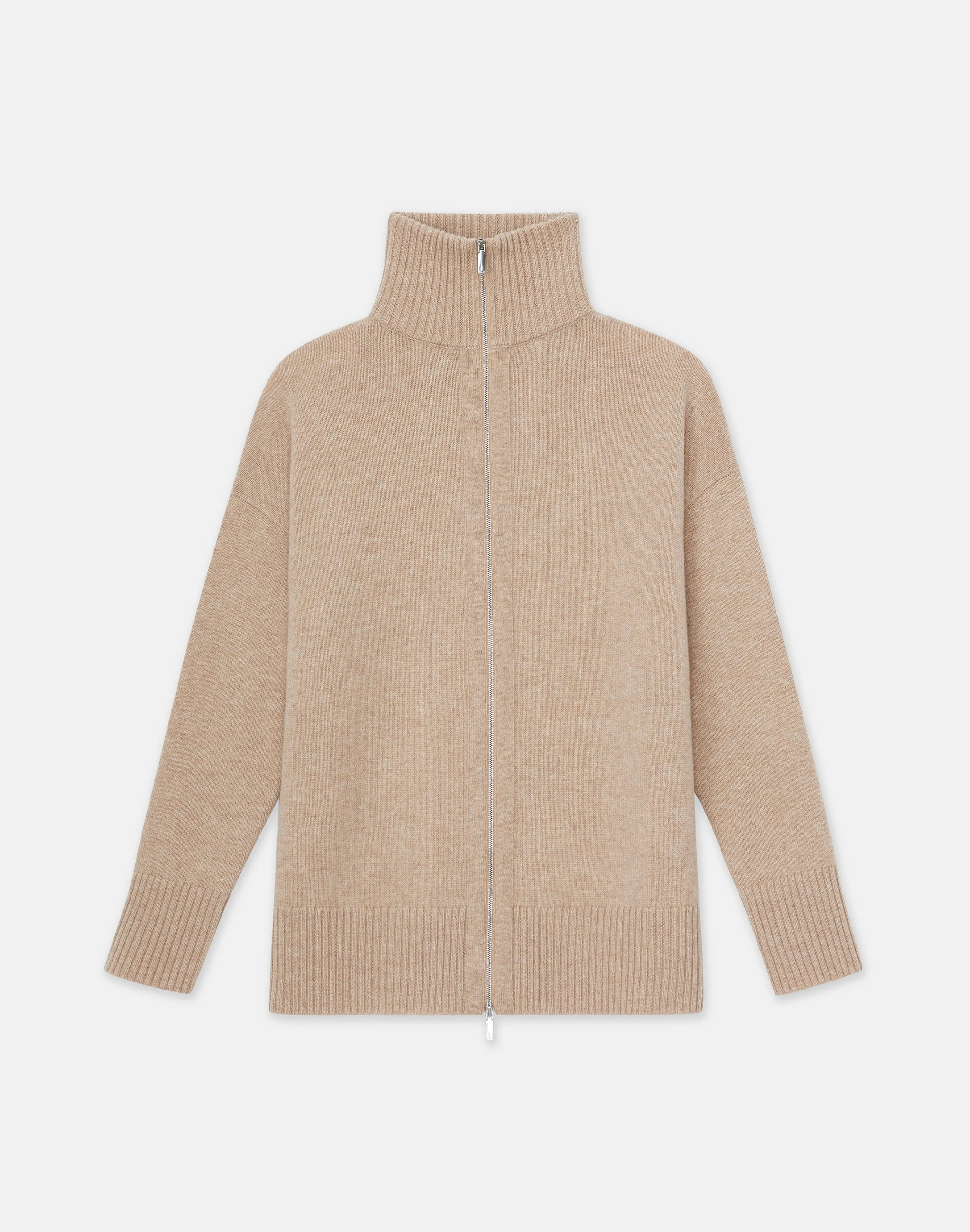 Wool-Cashmere Zip Front Cardigan