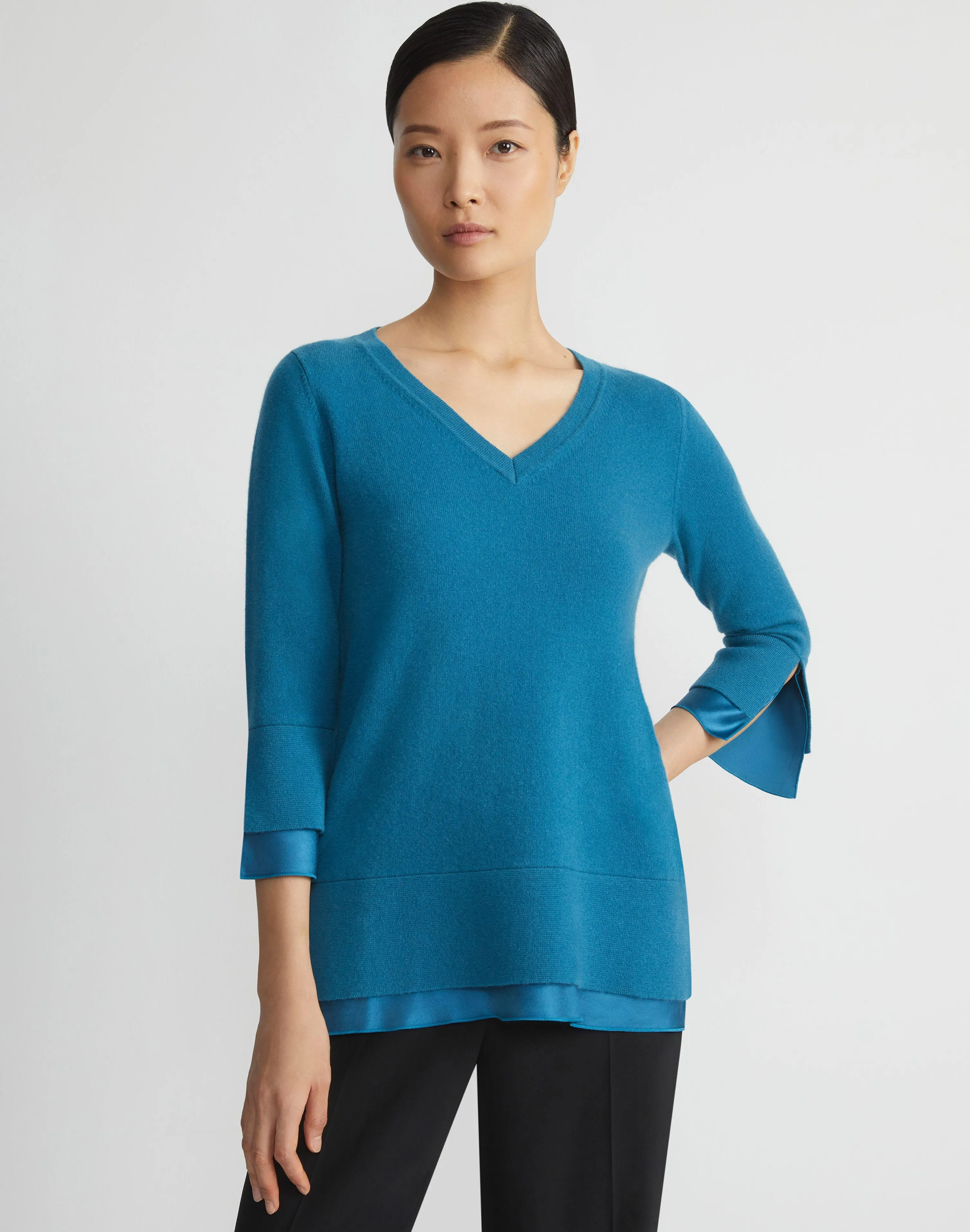 Wool-Cashmere Silk Trimmed Sweater