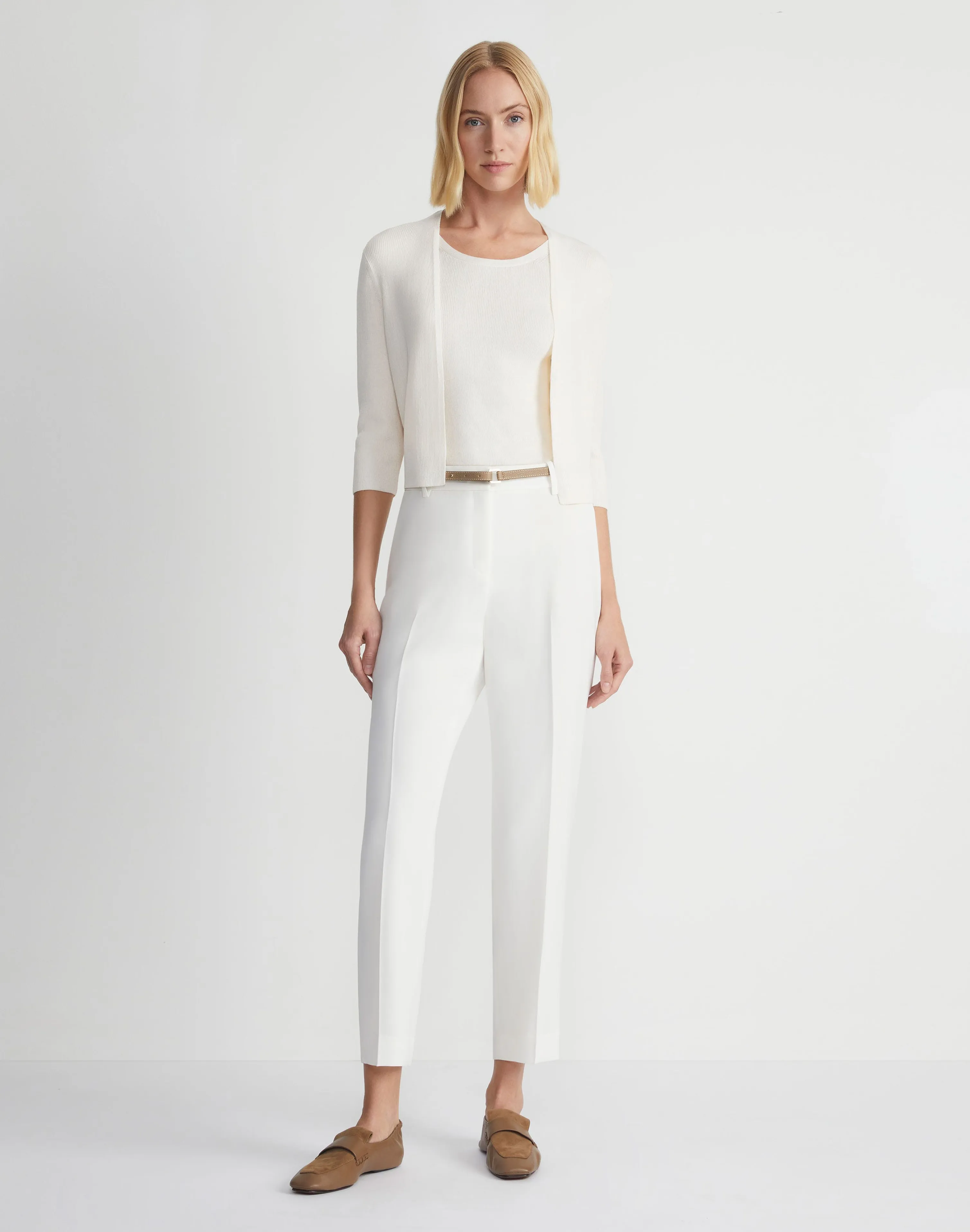 Finespun Voile Open-Front Cropped Cardigan