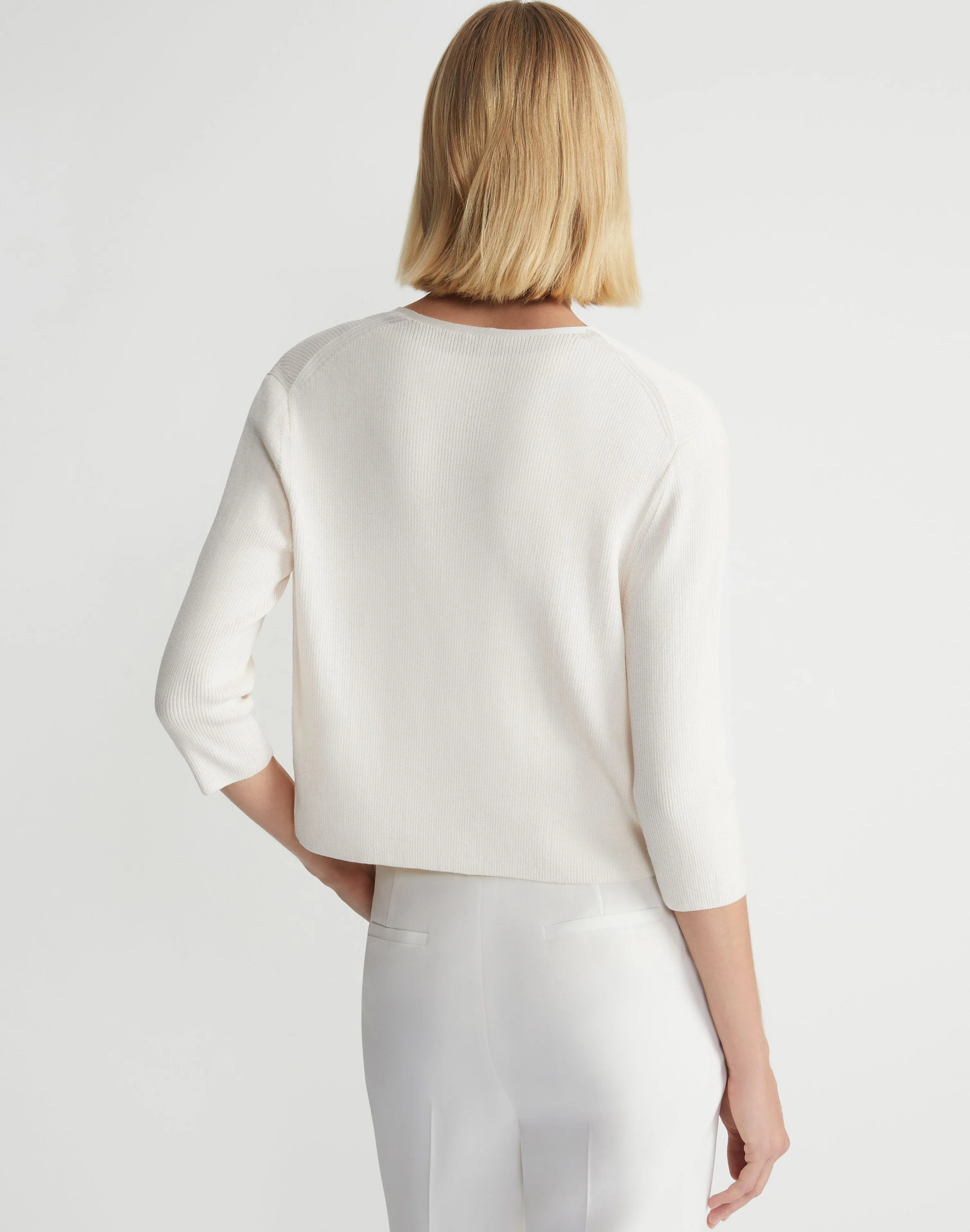 Finespun Voile Open-Front Cropped Cardigan